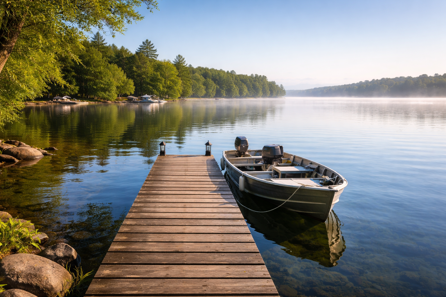 Lake Simcoe boating scene and accessible shoreline